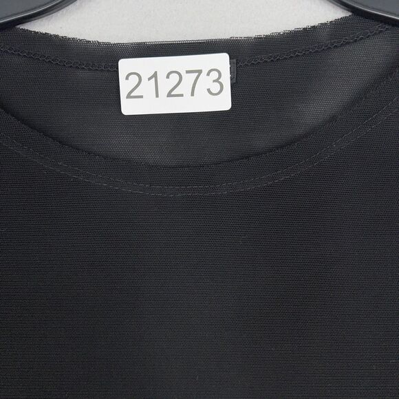 A'nue Ligne Shirt Women Large Black Sheer Mesh Basic Layer Minimal Boho Designer - Picture 12 of 12